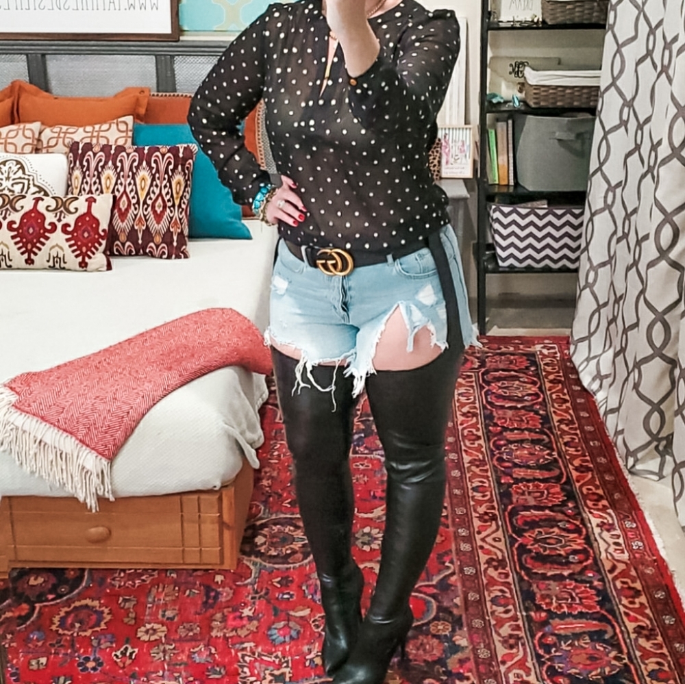 The Limited Black and Gold Long  Sleeve Blouse